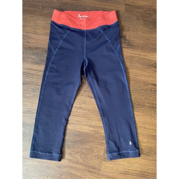Boden Size 2‎ Capri Yoga Leggings Navy Blue / Tangerine - Picture 1 of 5